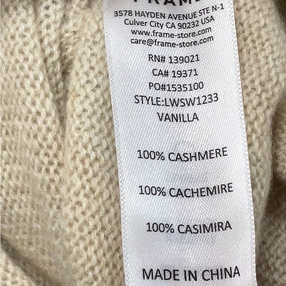 FRAME Beige Puff Sleeve Cashmere Sweater M - Picture 3 of 4